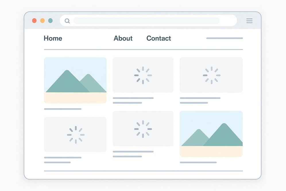 Web interface with loading images